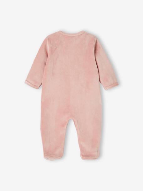 Pack of 3 Velour Sleepsuits, Special Opening for Newborns, for Babies aqua green+dusky pink+golden yellow - vertbaudet enfant 