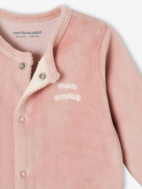Pack of 3 Velour Sleepsuits, Special Opening for Newborns, for Babies aqua green+dusky pink+golden yellow - vertbaudet enfant 