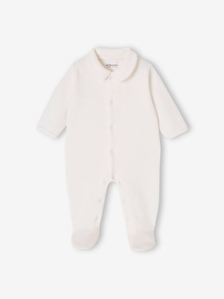 Lot de 2 pyjamas bébé mixtes en velours ouverture naissance beige+rose - vertbaudet enfant 