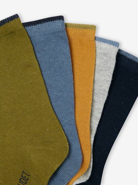 Pack of 5 Pairs of Basics Socks for Boys olive - vertbaudet enfant 
