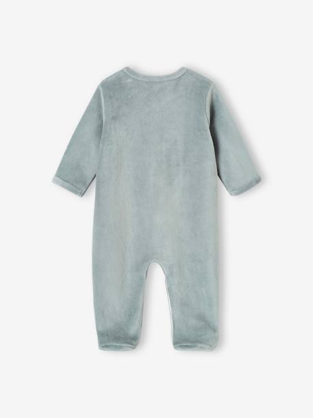 Pack of 3 Velour Sleepsuits, Special Opening for Newborns, for Babies aqua green+dusky pink+golden yellow - vertbaudet enfant 