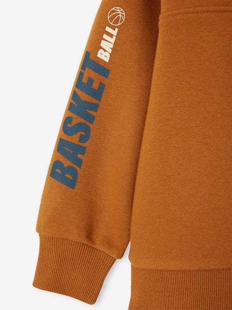 Sweat col camionneur sport garçon motif basket sur manche anthracite+noisette - vertbaudet enfant 
