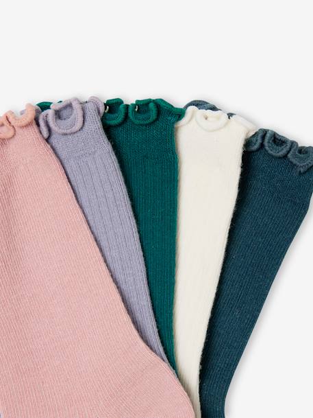Lot de 5 paires de chaussettes fille en côtes bleu nuit - vertbaudet enfant 