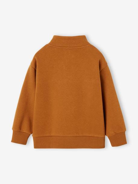 Sweat col camionneur sport garçon motif basket sur manche anthracite+noisette - vertbaudet enfant 