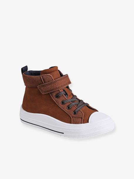High-Top Hook-&-Loop Trainers for Children brown - vertbaudet enfant 