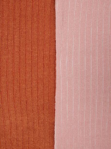 Pack of 2 Pairs of Rib Knit Tights for Baby Girls pecan nut - vertbaudet enfant 