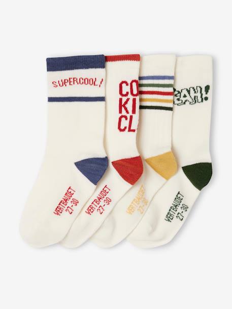 Pack of 4 Pairs of Sports Socks for Boys ecru - vertbaudet enfant 