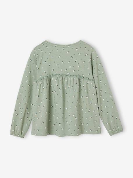 T-shirt blouse fille imprimé manches longues beige+écru+rose poudré+vert de gris - vertbaudet enfant 