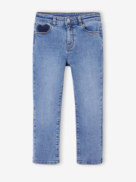 Jean slim fille morphologik tour de hanches large bleu foncé+bleu moyen+denim bleached+denim gris+gris - vertbaudet enfant 