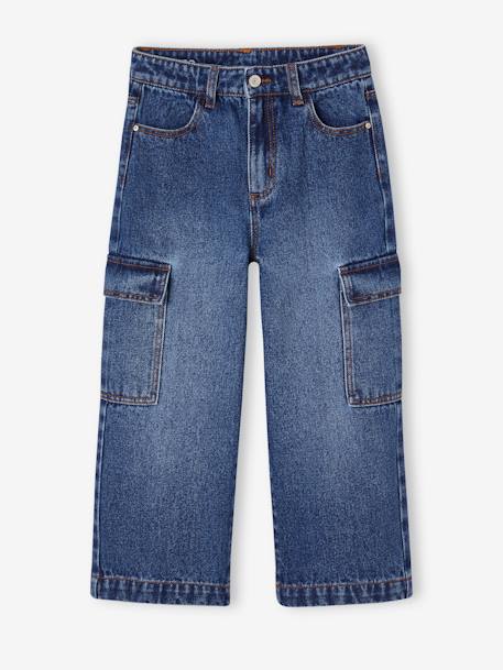 Jean large cargo fille bleu foncé - vertbaudet enfant 