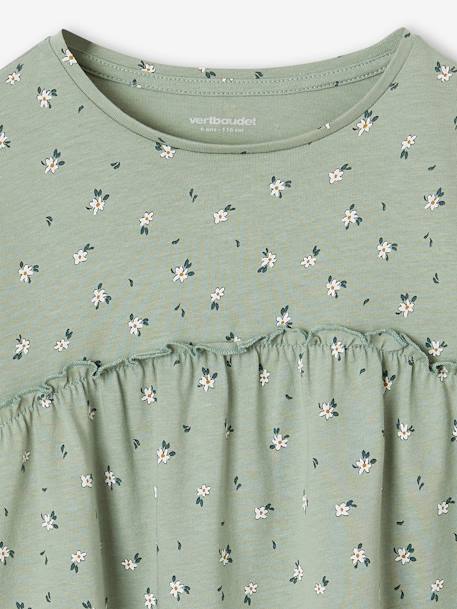 T-shirt blouse fille imprimé manches longues beige+écru+rose poudré+vert de gris - vertbaudet enfant 