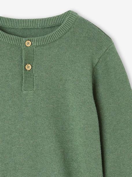 Pull garçon col tunisien vert chiné - vertbaudet enfant 