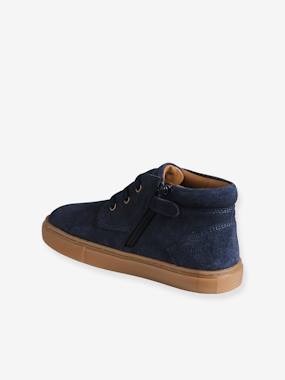 -Baskets enfant garçon cuir montantes zippées et élastiquées