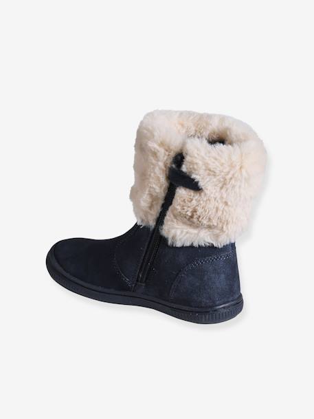 Knee High Boots with Faux Fur, for Girls navy blue - vertbaudet enfant 