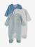 Pack of 3 Velour Sleepsuits, Special Opening for Newborns, for Babies aqua green+dusky pink+golden yellow - vertbaudet enfant 