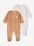 Lot de 2 pyjamas mixtes velours ouverture naissance cappuccino+rose - vertbaudet enfant 
