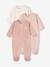 Pack of 3 Velour Sleepsuits, Special Opening for Newborns, for Babies aqua green+dusky pink+golden yellow - vertbaudet enfant 