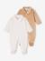 Lot de 2 pyjamas bébé mixtes en velours ouverture naissance beige+rose - vertbaudet enfant 