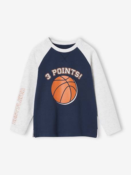 T-shirt motif ballon en relief garçon manches raglan contrastées bleu nuit - vertbaudet enfant 