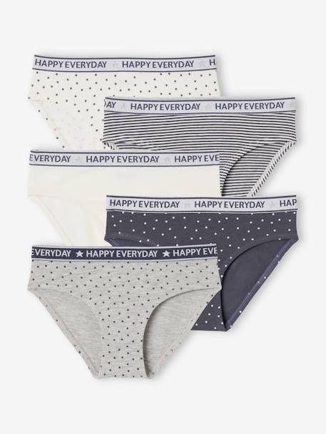 Pack of 5 'Happy everyday' Briefs for Girls marl grey - vertbaudet enfant 