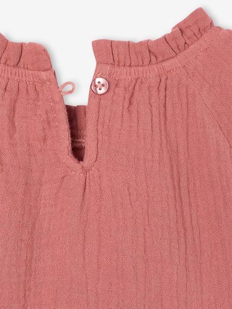 Robe bébé à volants en gaze de coton vieux rose - vertbaudet enfant 