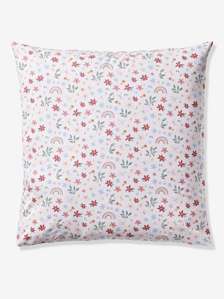 Parure housse de couette et taie d'oreiller RAINBOW FLOWERS blanc imprimé - vertbaudet enfant 