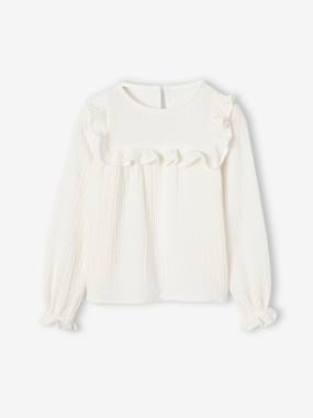 -Blouse fille à volant en gaze de coton 