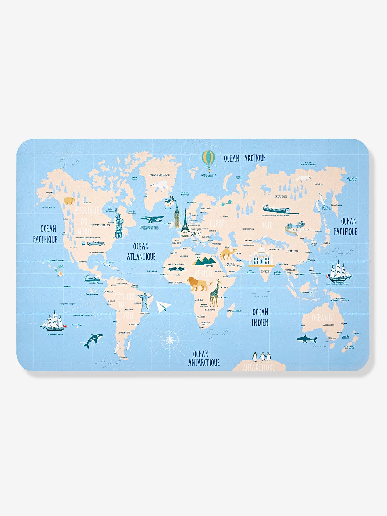 Sous-main Bureau Enfant 60x40 Cm – Carte Monde Animaux – Cuir PU – Protège Table & Éducatif - 8