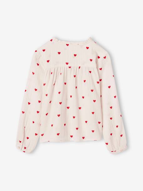 Chemise file gaze de coton imprimée personnalisable blanc imprimé+écru+rose pâle - vertbaudet enfant 