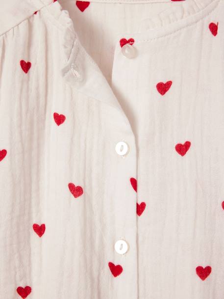 Chemise file gaze de coton imprimée personnalisable blanc imprimé+écru+rose pâle - vertbaudet enfant 
