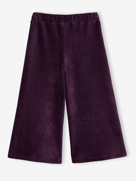 Pantalon fille large en velours anthracite+bleu grisé+écru+kaki+marron+prune+rose - vertbaudet enfant 