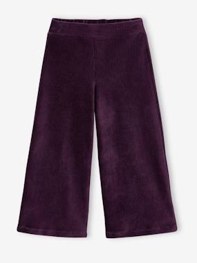 -Pantalon fille large en velours 