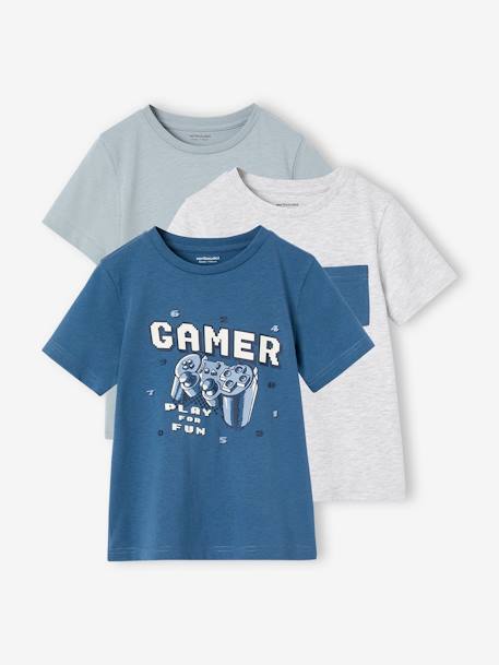 Lot De 3 T-Shirts Fille Irisés – Basics Colorés Manches Courtes Motifs Craquants 6 Ans