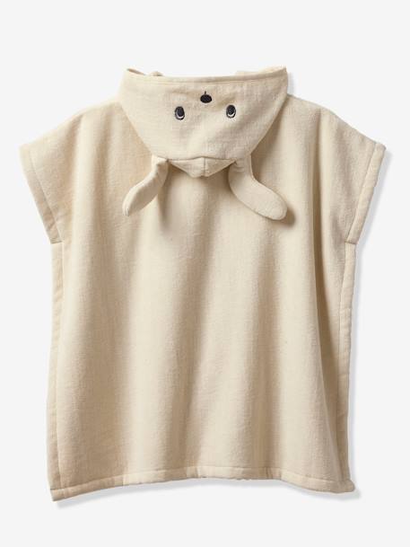 Poncho de bain bébé avec coton recyclé personnalisable Animal beige+ocre+olive+rose pâle - vertbaudet enfant 