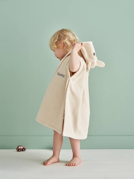 Poncho de bain bébé avec coton recyclé personnalisable Animal beige+ocre+olive+rose pâle - vertbaudet enfant 