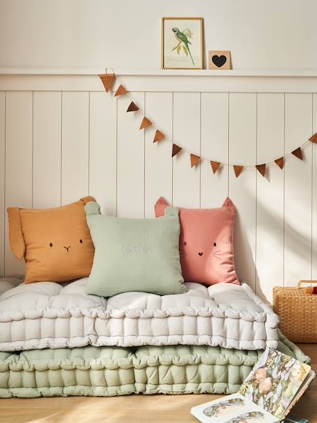 Cotton Gauze Animal Cushion cinnamon+rose+sage green - vertbaudet enfant 