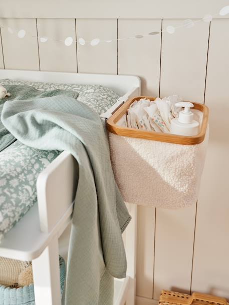 Storage Basket in Sherpa for Changing Unit white - vertbaudet enfant 
