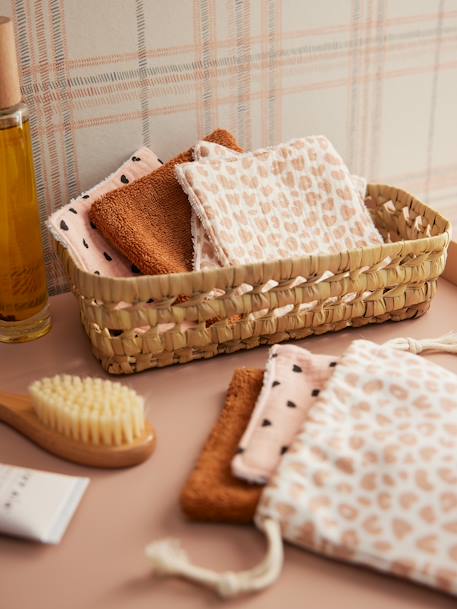 Lot 6 lingettes lavables bleu grisé+moka+noisette - vertbaudet enfant 