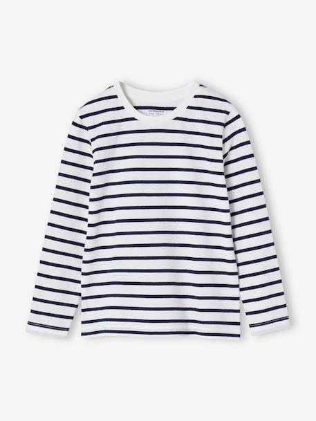 Lot de 3 T-shirts garçon manches longues blanc+bordeaux - vertbaudet enfant 