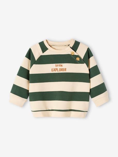 Sweat bébé en molleton rayé bleu+rayé vert+tomette+vert sapin - vertbaudet enfant 