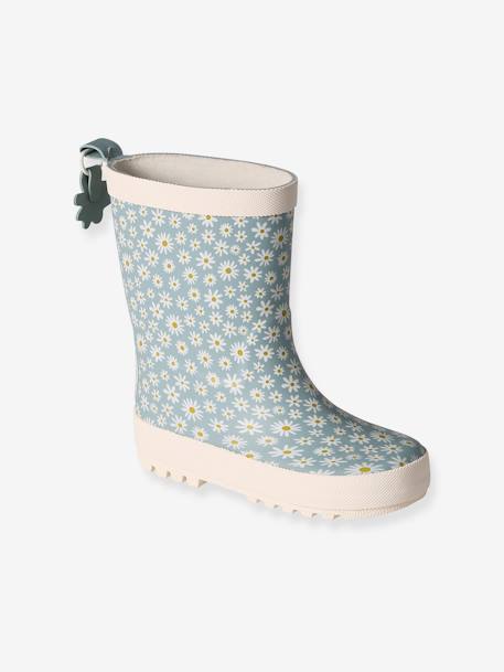 Printed Rubber Wellies for Children, Designed for Autonomy printed blue+set pink - vertbaudet enfant 