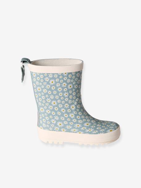 Printed Rubber Wellies for Children, Designed for Autonomy printed blue+set pink - vertbaudet enfant 