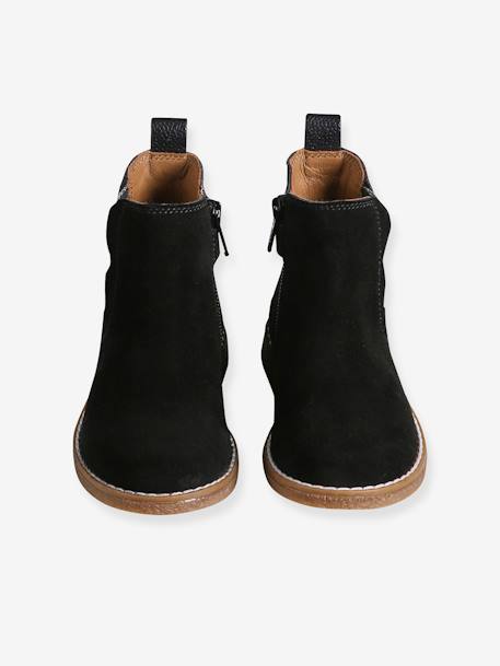Boots enfant fille cuir zippées lot beige+noir+taupe - vertbaudet enfant 