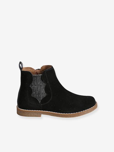 Boots enfant fille cuir zippées lot beige+noir+taupe - vertbaudet enfant 