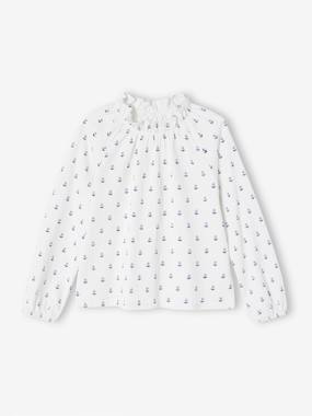 Fille-T-shirt fantaisie col élastiqué volanté fille