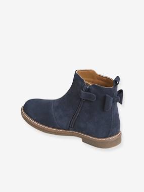 Chaussures-Boots enfant fille cuir zippées noeud fantaisie