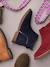 Boots enfant fille cuir zippées noeud fantaisie BLEU FONCE UNI+noir imprimé - vertbaudet enfant 