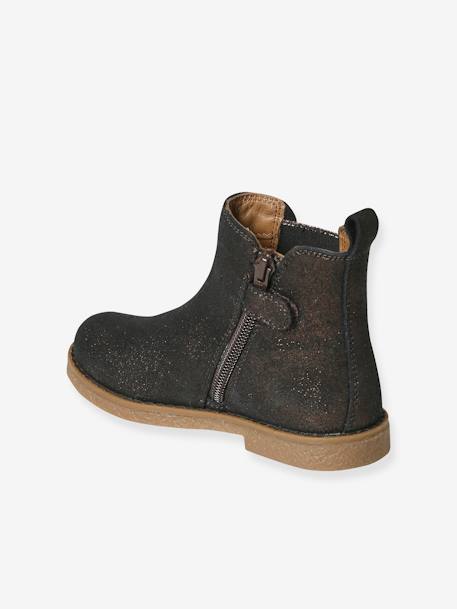 Boots enfant fille cuir détails festons lot beige+marine+marron+noir+taupe - vertbaudet enfant 