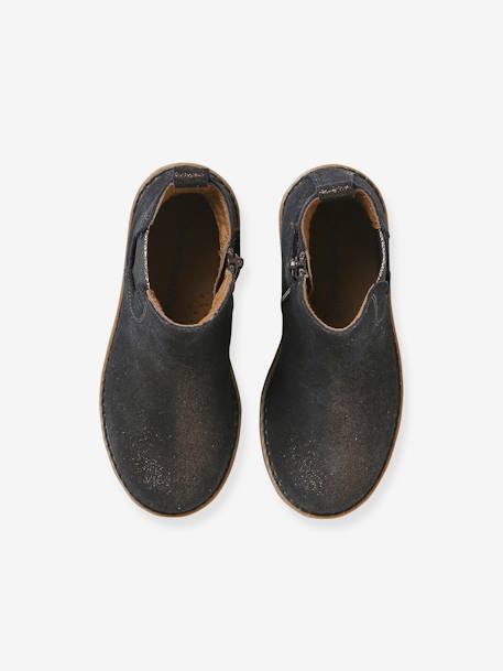 Boots enfant fille cuir détails festons lot beige+marine+marron+noir+taupe - vertbaudet enfant 