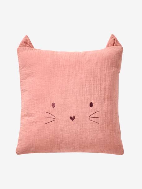 Coussin animal en gaze de coton personnalisable cannelle+rose+vert sauge - vertbaudet enfant 